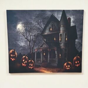 20x24” LED Light Up Haunted House Canvas